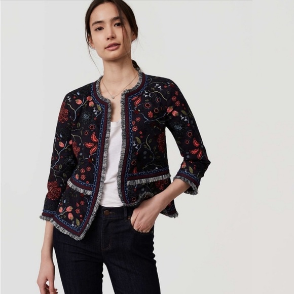 LOFT Jackets & Blazers - LOFT Primavera Embroidered Fringe Jacket 10